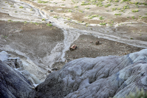 Looking down onto the actual trail from the Blue Mesa overlook